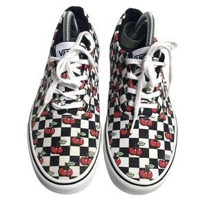 Vans Womens Sz 10 Cherry Checkerboard Sneakers Sk8-Low Dohney Black White Red